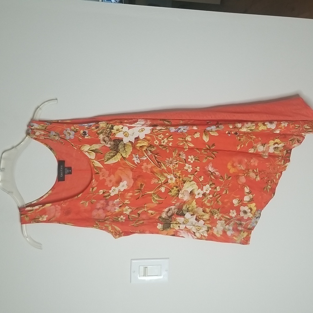 Karen kane womens asymmetrical floral sleeveless top